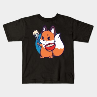 Fox baking with hand mixer Edit Kids T-Shirt